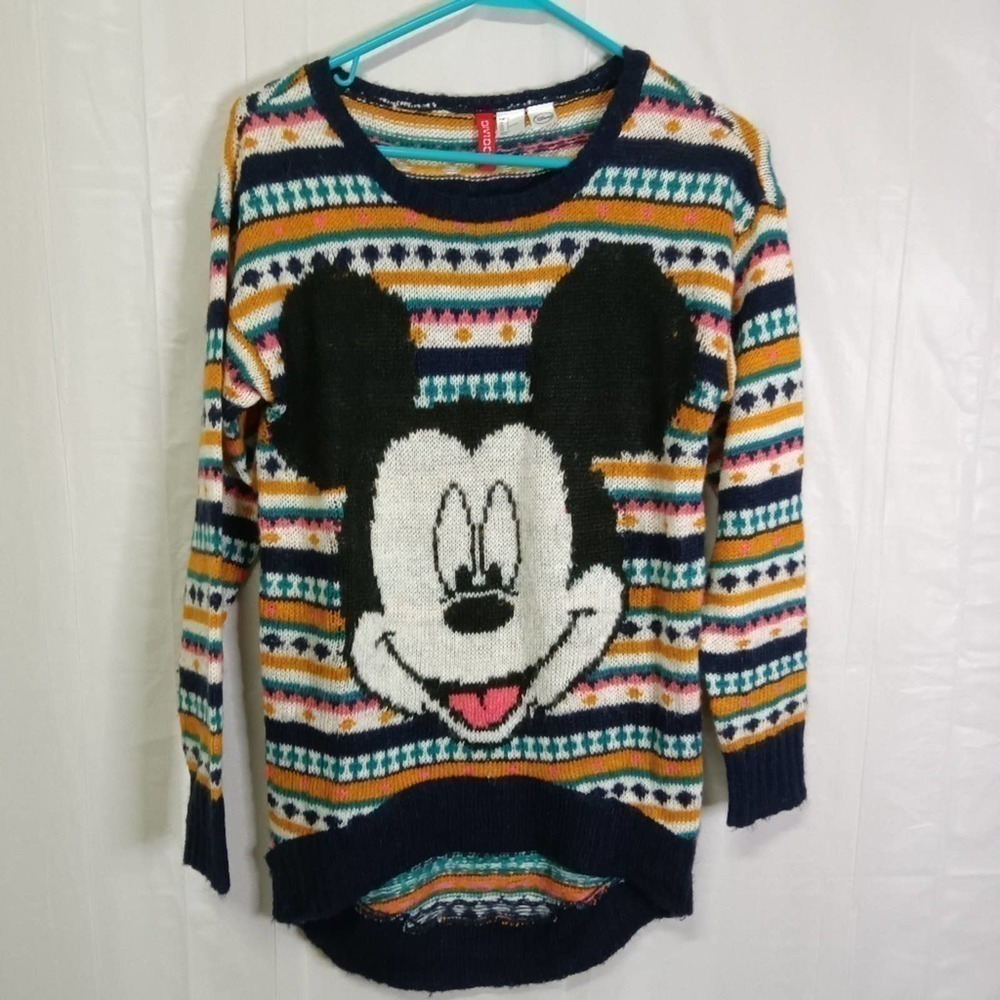 H&M Divided Disney Mickey Mouse Striped Mohair Sweater XS